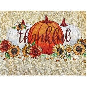 Thanksgiving Placemats Tapestry Thankful Sunflowers Fall Harvest 13x18" Set of 4